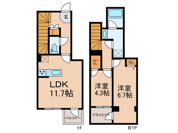 GranDuo用賀4の物件間取画像